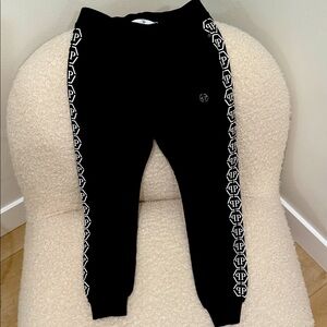 Philipp Plein Black Joggers with White Logo Design